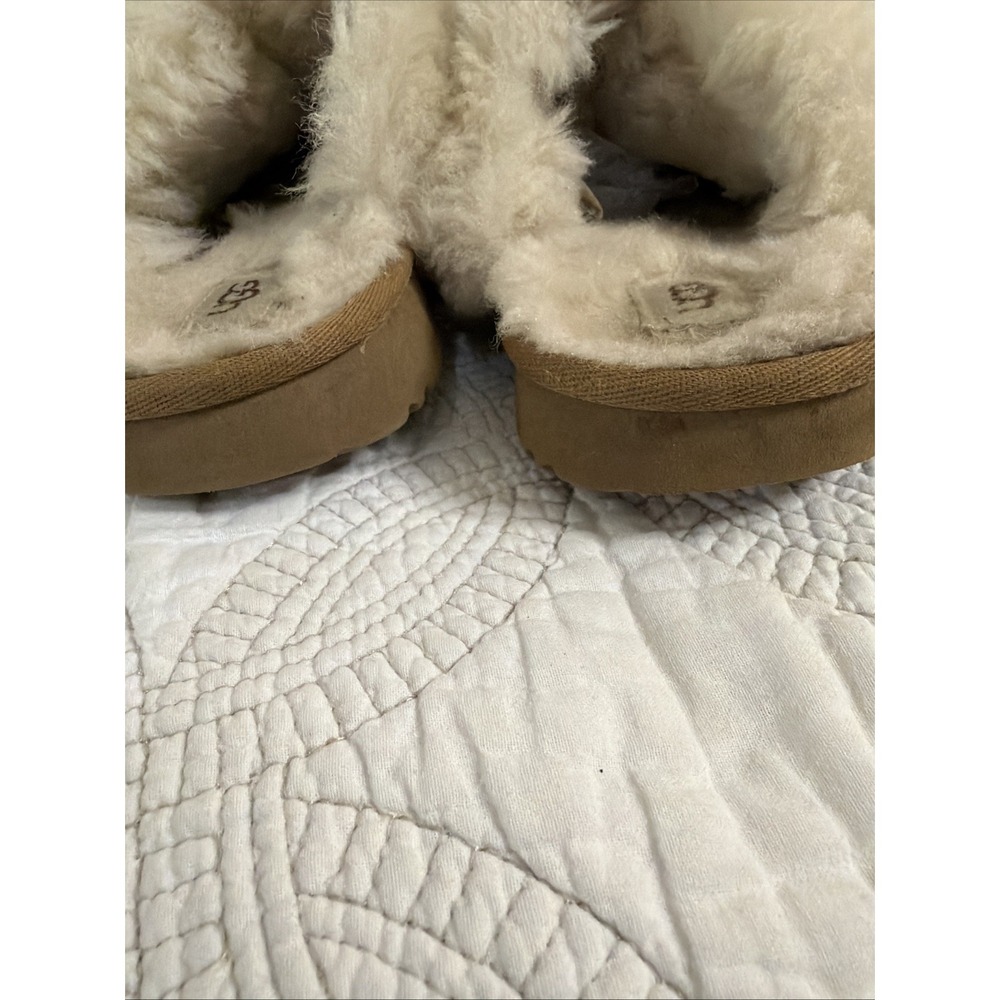 UGG Disquette Chestnut Shearling Leather Girls size 2 Slippers Sandals EUC - Picture 7 of 8